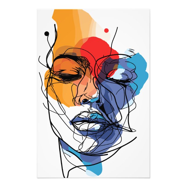 Foto Arte Facial de Linha Fluida Abstrata (Frente)