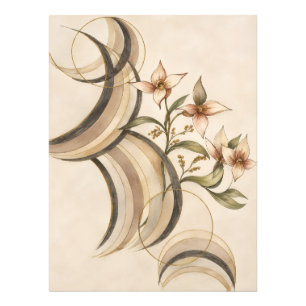 Foto Arte Floral Abstrato Terroso e Linhas de Caligrafi