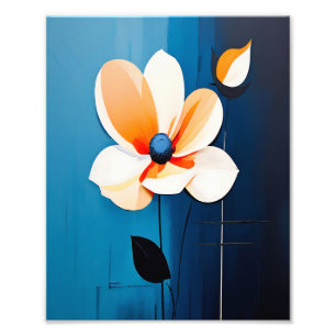 Foto Arte Floral Azul e Laranja Contemporânea