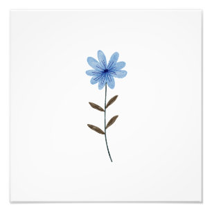 Foto Arte Floral Elegante Aquarela Flor Azul Ilust