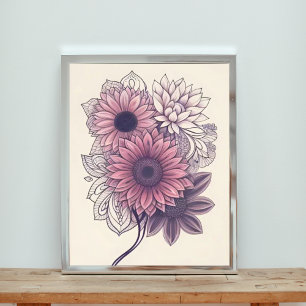 Foto Arte Floral Rosa e Roxa