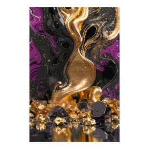 Foto Arte Fluida em Obsidiana & Ouro de Luxo - Abstrato
