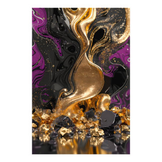 Foto Arte Fluida em Obsidiana & Ouro de Luxo - Abstrato