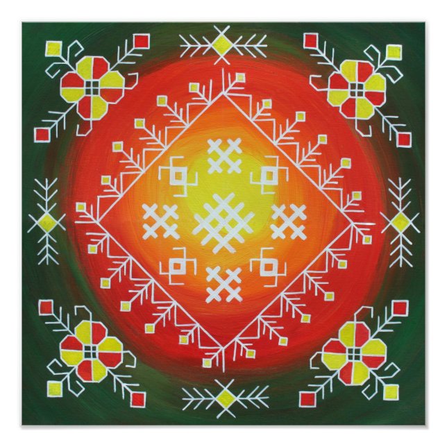 Foto Arte folclórica tradicional letã com pintura de sí (Frente)