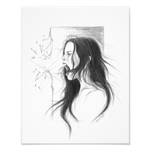 Foto Arte irritada gritando do desenho de lápis da