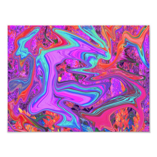 Foto Arte líquida Abstrato cor-de-rosa, azul e laranja (Frente)