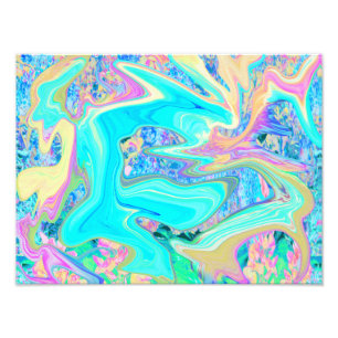 Foto Arte Líquida Azul Aqua Retro em Hortênsias Abstrat