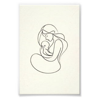 Foto Arte Minimalista de Linha de Mãe e Bebê