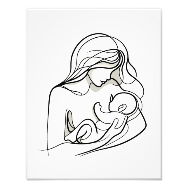 Foto Arte Minimalista de Mãe e Bebê  (Frente)