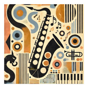 Foto Arte Minimalista de Saxofone da Era do Jazz de Mea