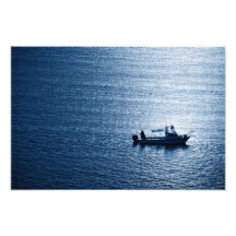 Arte Minimalista do Oceano em Azul Pescador