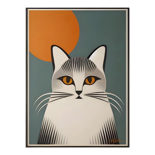 Foto Arte Moderna de Meados do Século O Gato Cinza (Frente)
