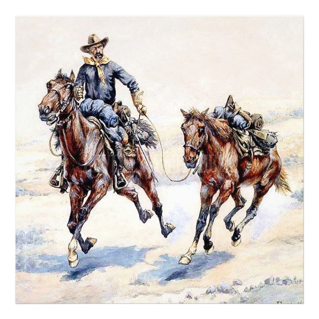 Foto Arte Ocidental A Sela Vazia por Frederic Remington (Frente)