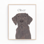 Foto Arte Personalizada de Chocolate Reversível<br><div class="desc">Estou apaixonado por esta ilustração de aquarela muito detalhada de um laboratório de chocolate ou labrador! Personalize essas impressões de arte com seu nome ou monograma para complementar sua decoração e alterar fontes selecionando a opção "editar usando a ferramenta design" na personalização. Compre o resto da minha coleção para os...</div>