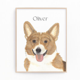 Foto Arte Personalizada de Corgi Vermelho e Branco