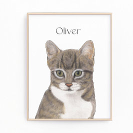 Foto Arte Personalizada de Gato Tabby Cinza