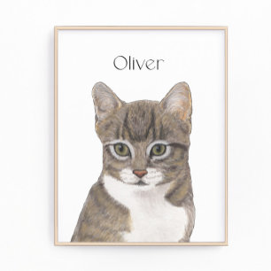 Foto Arte Personalizada de Gato Tabby Cinza