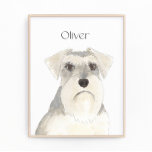 Foto Arte personalizada do Schnauzer de Cinzas e branco<br><div class="desc">Estou apaixonado por esta ilustração bizarra e detalhada da aquarela de um schnauzer branco e cinza! Personalize essas impressões de arte com seu nome ou monograma para complementar sua decoração e alterar fontes selecionando a opção "editar usando a ferramenta design" na personalização. Compre o resto da minha coleção para os...</div>