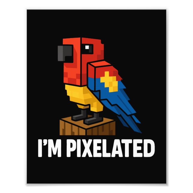 Foto Arte Pixel de Papagaio Selvagem Blocky (Frente)