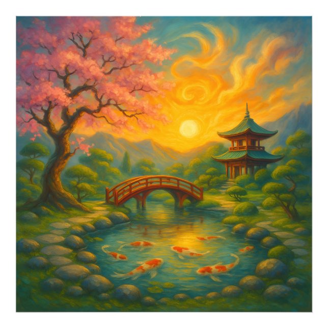 Foto Arte Sunset Wall do Jardim do Japão (Frente)