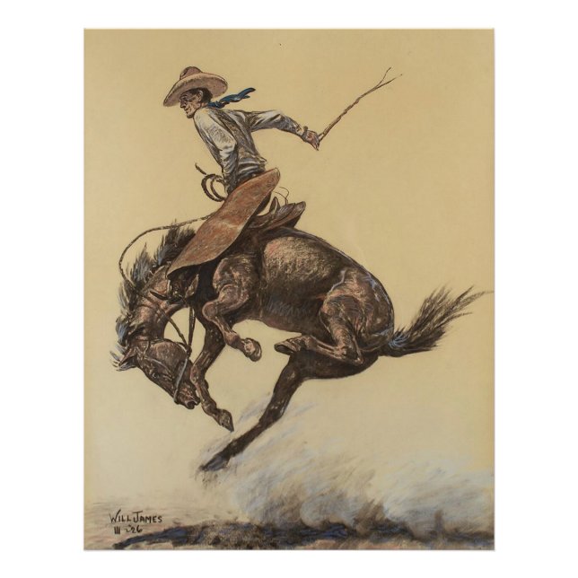 Foto Arte Western “Cavalo Empinando” por Will James (Frente)
