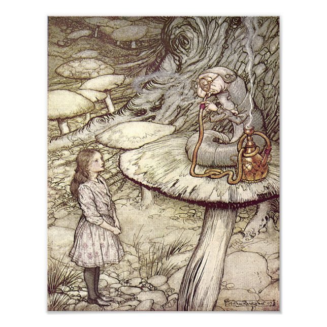 Foto Arthur Rackham "Alice e a Lagarta" (Frente)
