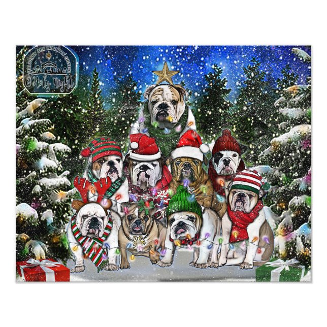 Foto Árvore de Buldogue em Inglês de Natal (Frente)