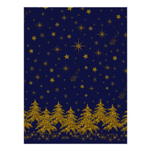 Foto Árvore de Natal pouco Dourada, estrelas, neve em 