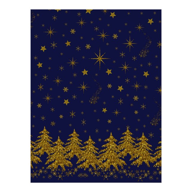 Foto Árvore de Natal pouco Dourada, estrelas, neve em a (Frente)