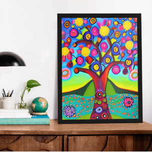 Foto Árvore em Estilo de Arte Popular Colorida  