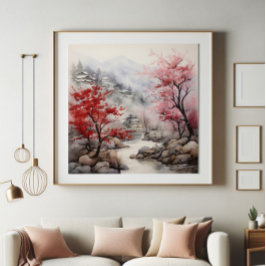 Foto Árvores Vermelhas sobre o rio