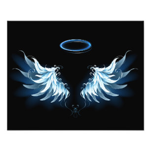 Foto Asas de Anjo Brilhantes Azuis em fundo preto