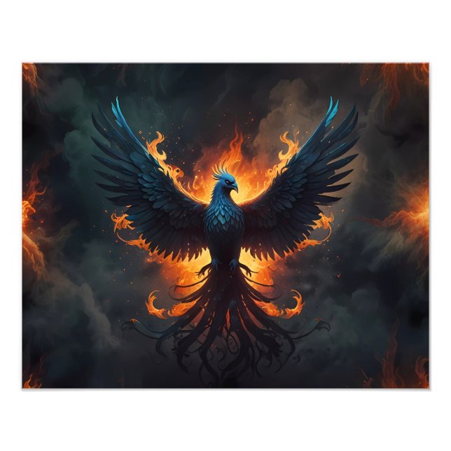 Foto Ascensão de pássaros Phoenix com chamas (Frente)