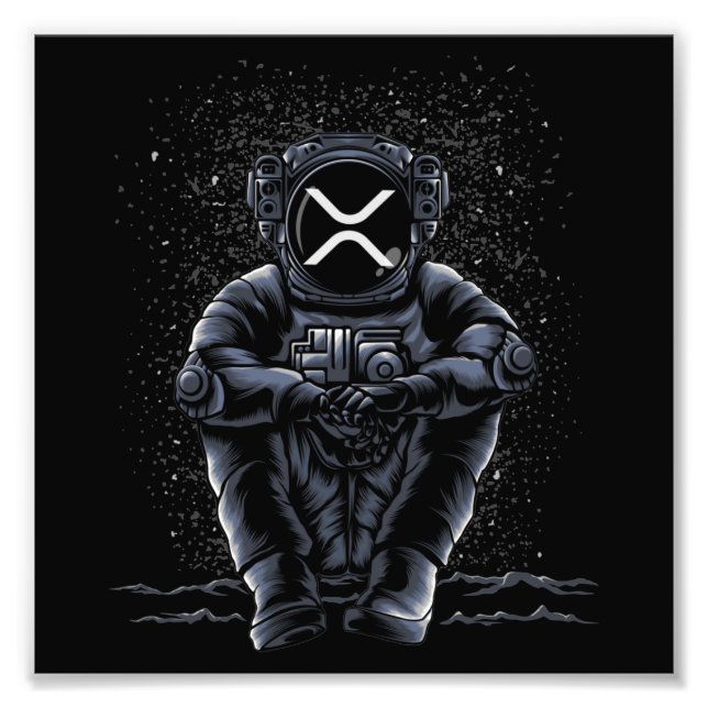 Foto Astronaut Sitting Ripple XRP Crypto To The Moon (Frente)