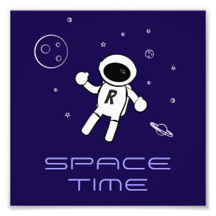 Foto Astronauta No Espaço - Arte em Roxo, Preto & Branc