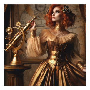 Foto Astrônomo Dourado Vitoriano Steampunk