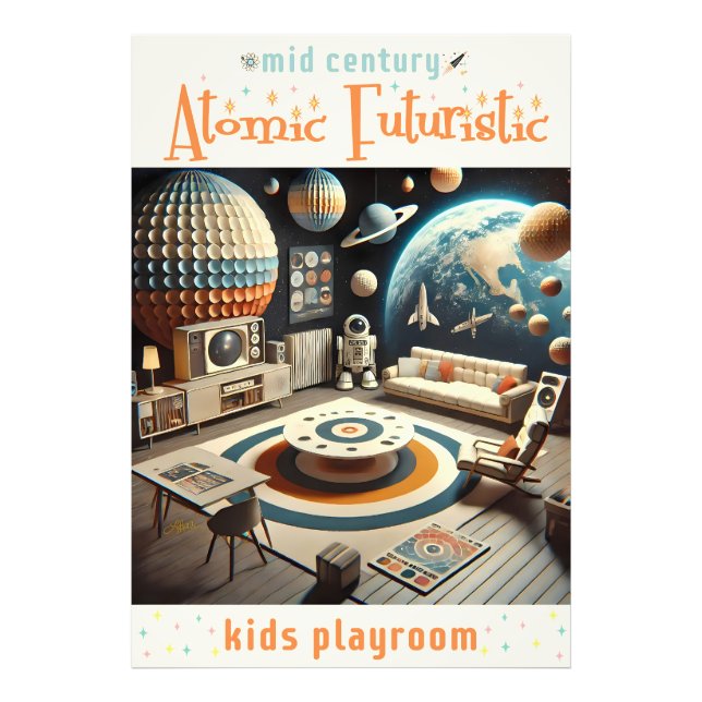 Foto Atomic Futuristic Space Age Kids Playroom (Frente)