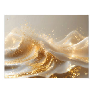 Foto Aura of Gold – Elegant White & Gold Abstract Wall 
