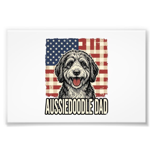 Foto Aussiedoodle Dad Patriotic Vintage Dog Shirt Desig (Frente)