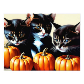 Foto Autumn Kittens com Pumpkins
