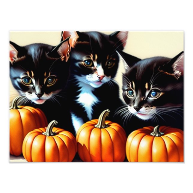 Foto Autumn Kittens com Pumpkins (Frente)