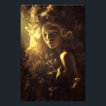 Foto Autumn Leaf Cocoon Girl Golden Glow<br><div class="desc">A young girl with luminous skin and gentle eyes gazes softly forward, her face and shoulders enveloped in an intricate cocoon of dried autumn leaves, thistles, seed pods, and brittle blooms. Golden-red curls merge naturally into the wild organic crown that surrounds her head like a living halo. Dramatic warm golden...</div>