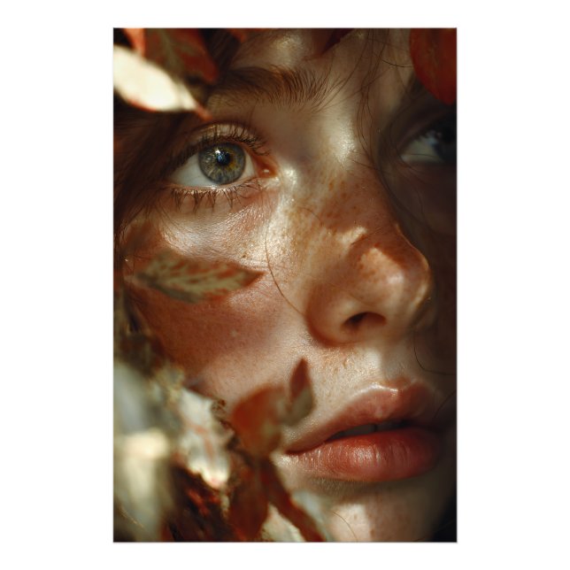 Foto Autumn Leaves Crown Freckled Portrait (Frente)