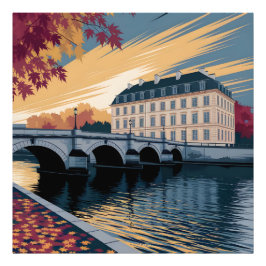 Foto Autumn Riverside European City Illustration Art