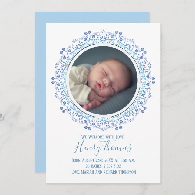 Foto Azul Clássica Do Bebê Menino Simplesmente Doc (Frente/Verso)