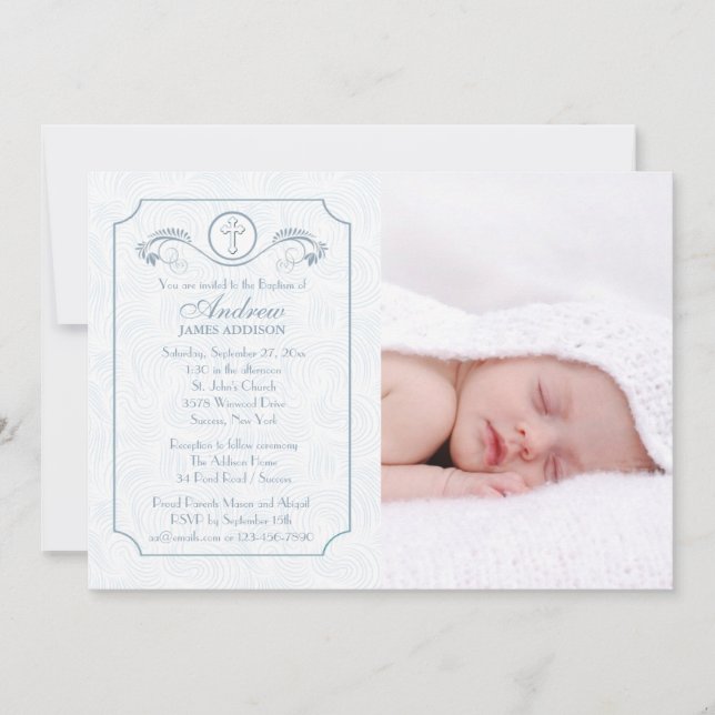 Foto Azul Foto Convite Religioso (Frente)