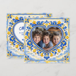 💙 Foto Azulejo Coração Ladrilho de Agradecimento