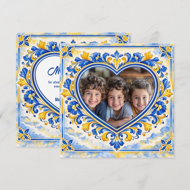 💙 Foto Azulejo Coração Ladrilho de Agradecimento (Frente/Verso)