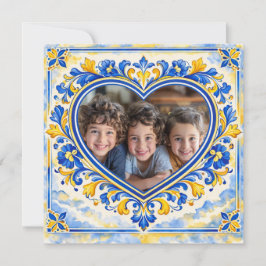 💙 Foto Azulejo Coração Ladrilho de Agradecimento