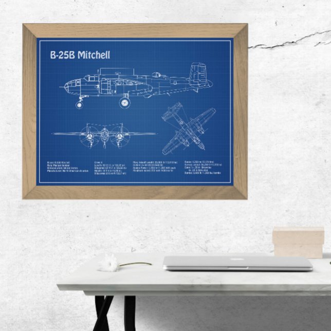 Foto B-25B Mitchell Doolittle - Avião Blueprint AD (Criador carregado)